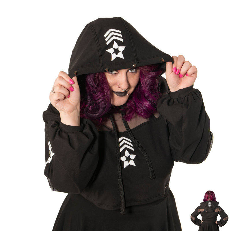 S.I. Spiked Crop Hoodie - Pawstar dsfusion Shrug goth, outerwear, sale, ship-15, ship-30day, tops