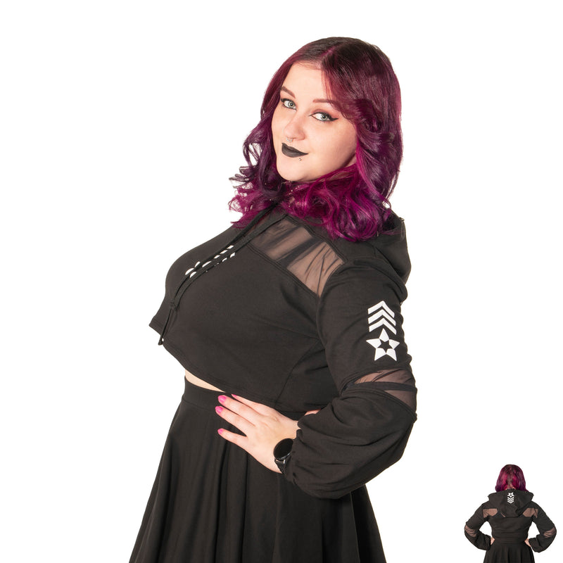S.I. Spiked Crop Hoodie - Pawstar dsfusion Shrug goth, outerwear, sale, ship-15, ship-30day, tops