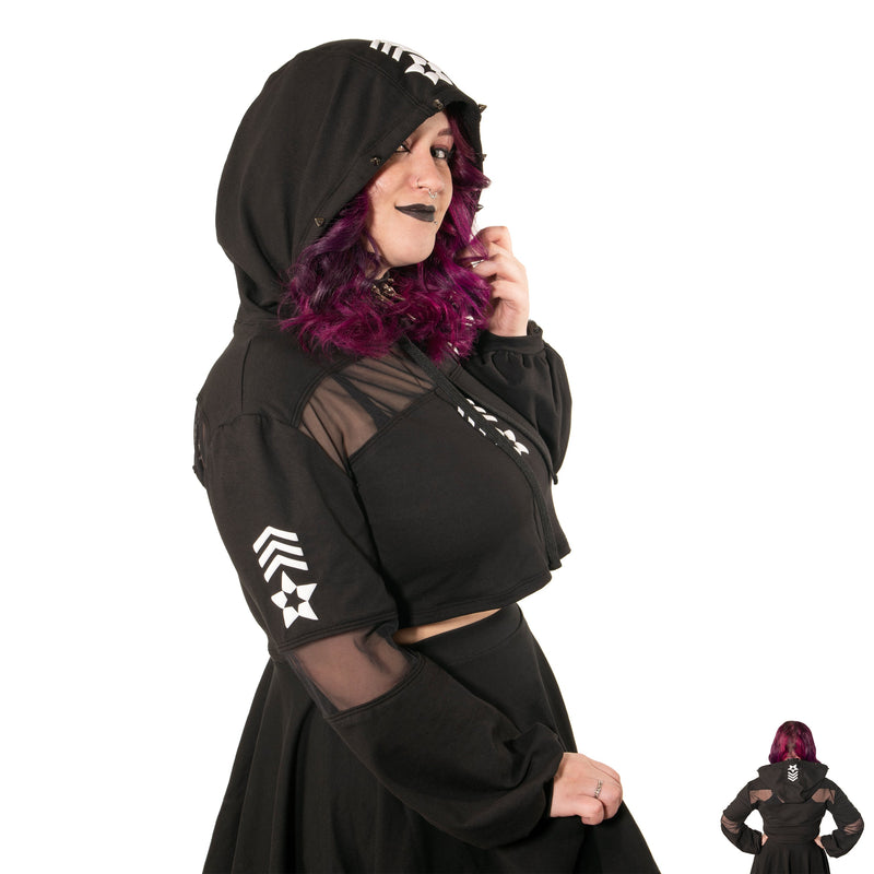 S.I. Spiked Crop Hoodie - Pawstar dsfusion Shrug goth, outerwear, sale, ship-15, ship-30day, tops