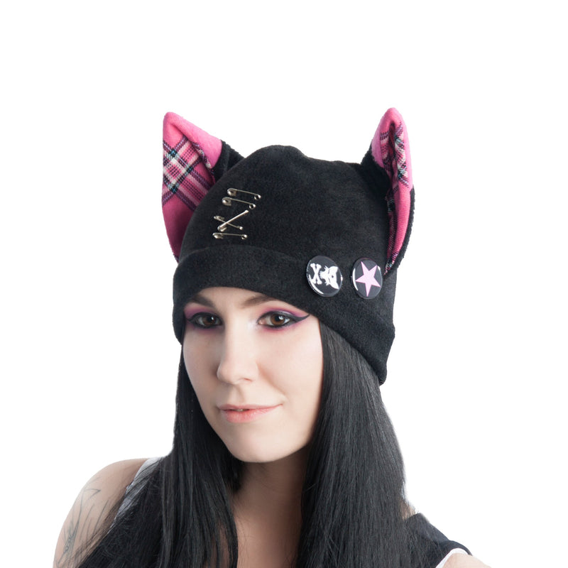 Pin Punx Fox Hat Pin Punx by Pawstar embodies the gothic lolita, punk, emo, and harajuku vibes. The vibrant plaid is the perfect contrast to the various safety pins, ear piercings, and custom Pawstar buttons. 
Pawstar has been making all of our products in the USA since 2003.