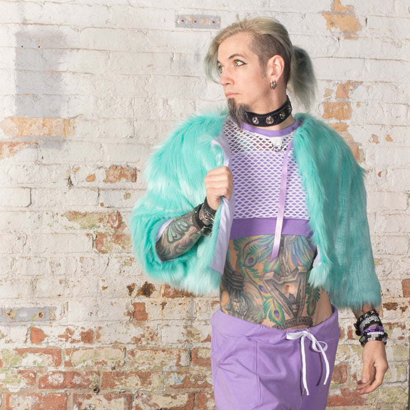 DSFusion Dark Star Fusion Pawstar goth pastel kawaii lolita harajuku fashion cybergoth punk cyberpunk rave raver festival dog fashion for furry furries Pure Fluff Crop Jacket