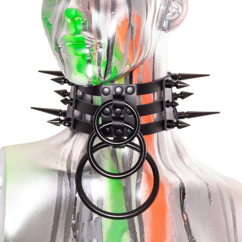 Spike Waterfall Cage Collar - Pawstar dsfusion Leather goth, leather, ship-15, ship-15day