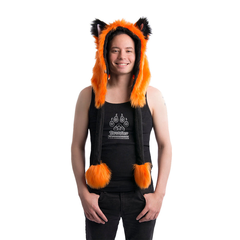Fox Yip Puffet Hood - Pawstar Pawstar Hoods canine, cosplay, costume, fox, furry, hat, orange, ship-15, ship-15day
