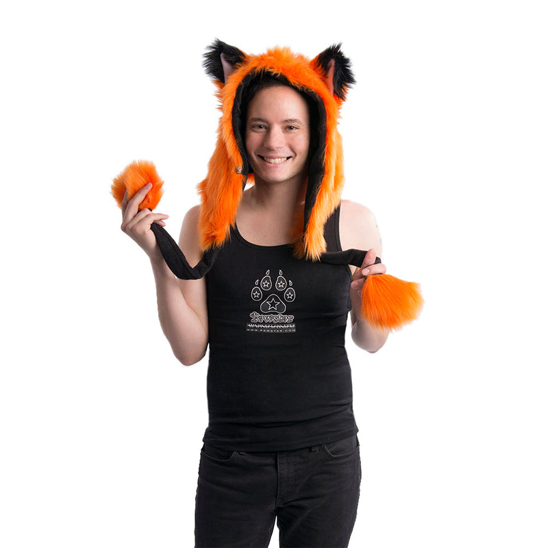 Fox Yip Puffet Hood - Pawstar Pawstar Hoods canine, cosplay, costume, fox, furry, hat, orange, ship-15, ship-15day