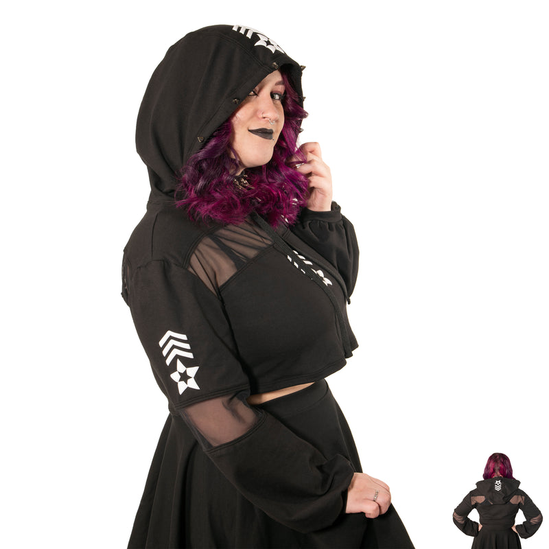 S.I. Spiked Crop Hoodie - DarkStar Fusion  Shrug s-i-spiked-crop-hoodie goth, sale DarkStar Fusion goth gothic cybergoth cyberpunk rave raver