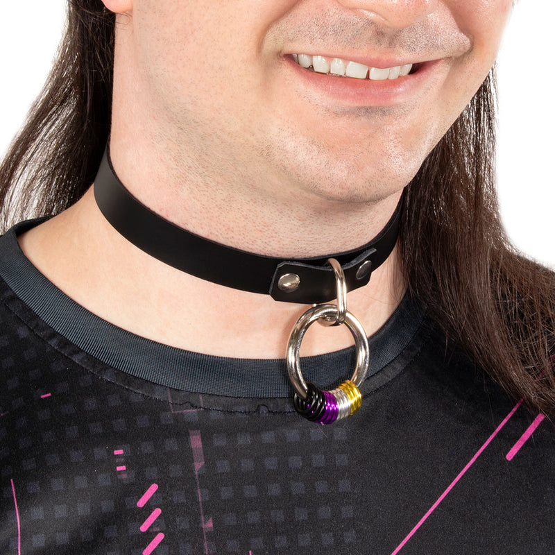 Pride Ring Collar - Pawstar Pawstar Leather Collar collar, cosplay, costume, furry, leather, pride, ship-15, ship-15day