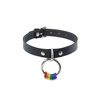 Pride Ring Collar - Pawstar Pawstar Leather Collar collar, cosplay, costume, furry, leather, pride, ship-15, ship-15day