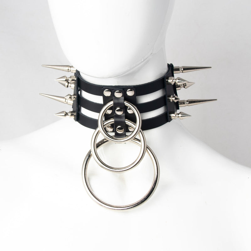 Spike Waterfall Cage Collar - Pawstar dsfusion Leather goth, leather, ship-15, ship-15day