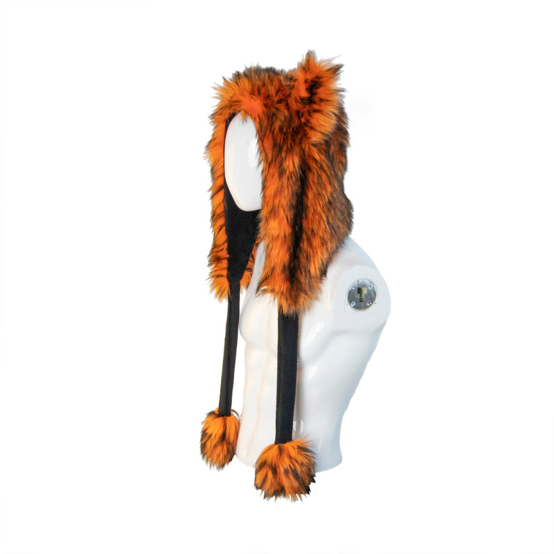 orange Wild Wolf Fur Puffet Hood - Pawstar Pawstar Hoods canine, cosplay, costume, furry, hat, wolf