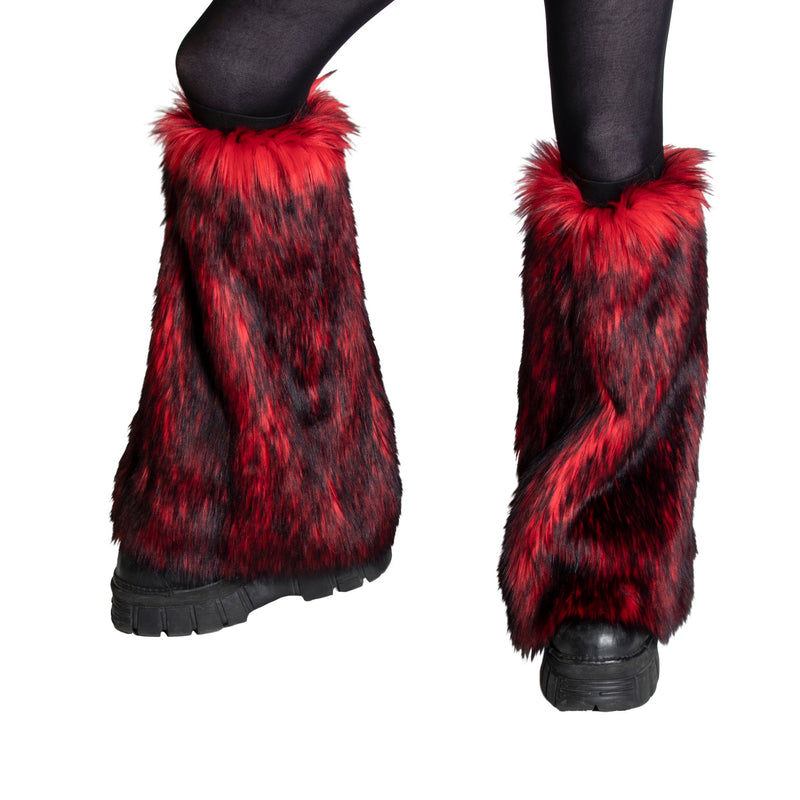 red Wild Wolf Fur Leg Warmers - Pawstar Pawstar Leg Warmers cosplay, costume, furry, Legs, wolf