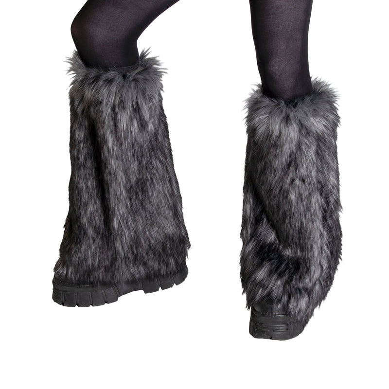 grey gray Wild Wolf Fur Leg Warmers - Pawstar Pawstar Leg Warmers cosplay, costume, furry, Legs, wolf