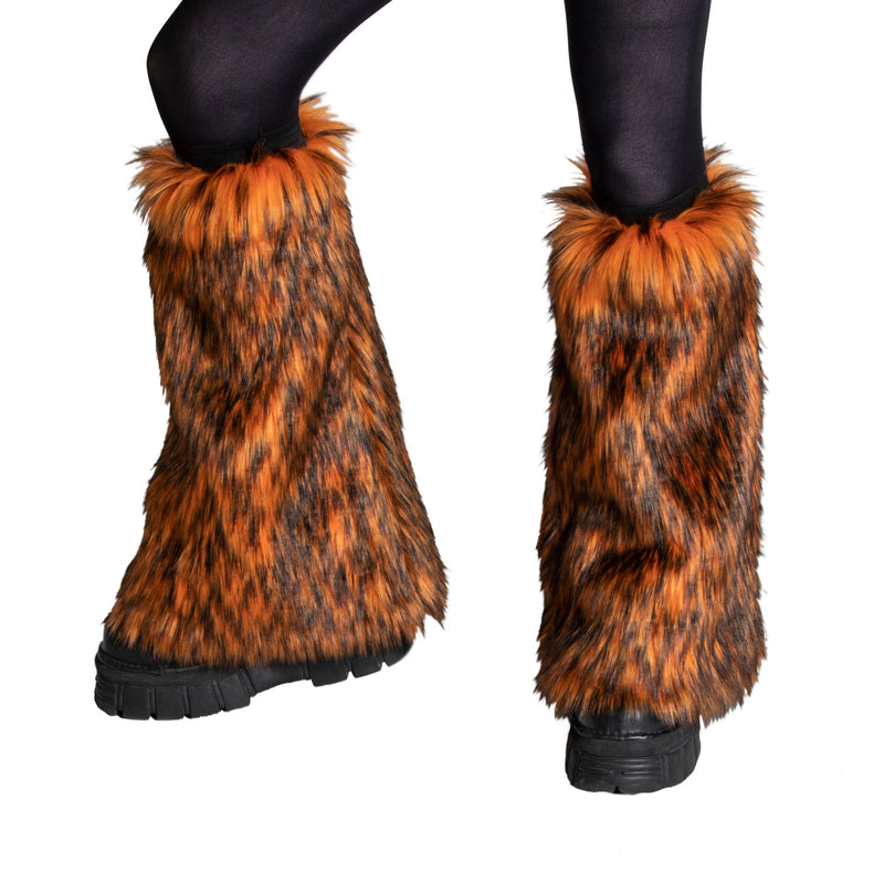 orange Wild Wolf Fur Leg Warmers - Pawstar Pawstar Leg Warmers cosplay, costume, furry, Legs,  wolf