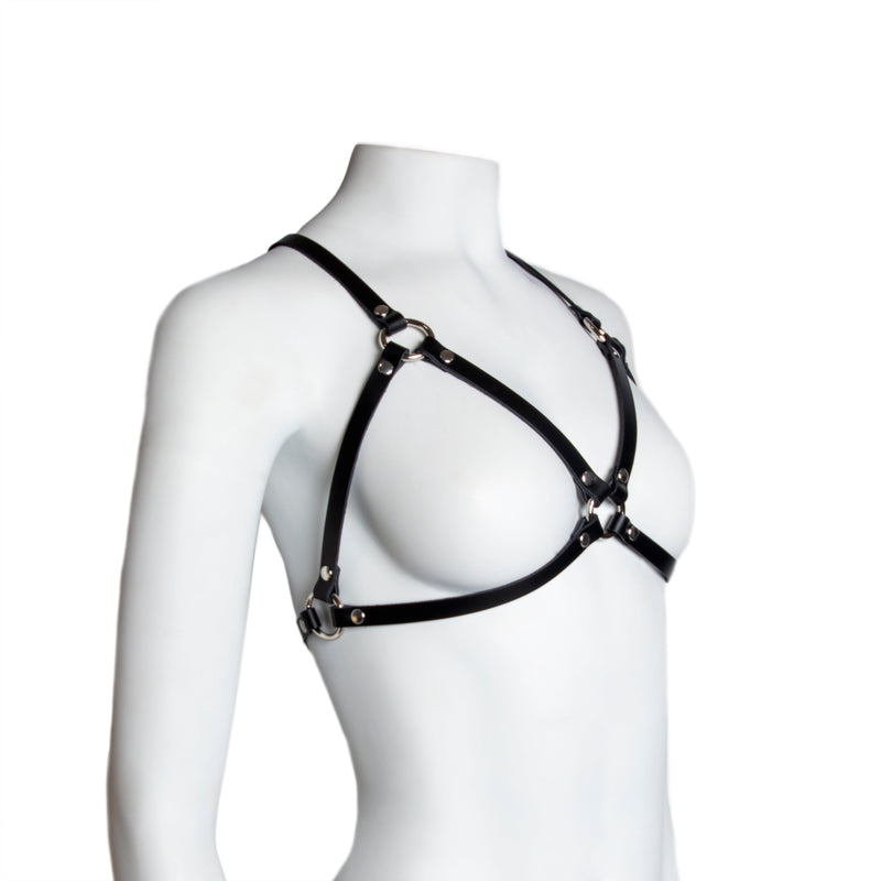 Basic Fem Torso Leather Harness cage bra DSFusion Dark Star Fusion Pawstar goth pastel kawaii lolita harajuku fashion cybergoth punk cyberpunk rave raver festival dog fashion for furry furries