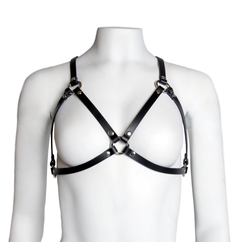 Basic Fem Torso Leather Harness cage bra DSFusion Dark Star Fusion Pawstar goth pastel kawaii lolita harajuku fashion cybergoth punk cyberpunk rave raver festival dog fashion for furry furries