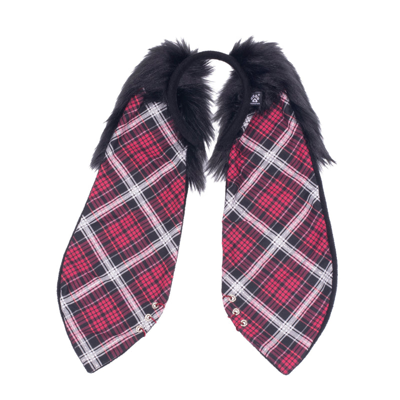 Red Pawstar Pin Punx Floppy Bunny Headband - bunny ear headband for costumes, cosplay, fursuit, fashion, therian