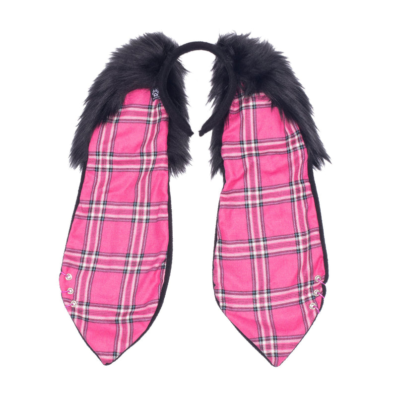 Pink Pawstar Pin Punx Floppy Bunny Headband - bunny ear headband for costumes, cosplay, fursuit, fashion, therian