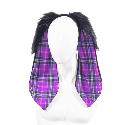 Purple Pawstar Pin Punx Floppy Bunny Headband - bunny ear headband for costumes, cosplay, fursuit, fashion, therian