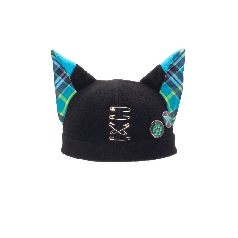 Pin Punx Fox Hat - Pin Punx by Pawstar embodies the gothic lolita, punk, emo, and harajuku vibes. The vibrant plaid is the perfect contrast to the various safety pins, ear piercings, and custom Pawstar buttons. 
Pawstar has been making all of our products in the USA since 2003. 