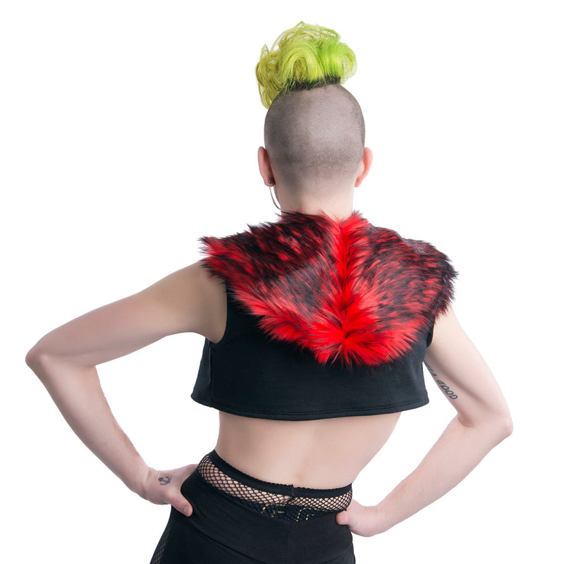 Fur Ruff Crop Vest - Pawstar dsfusion Tops outerwear, ship-15, ship-30day, tops