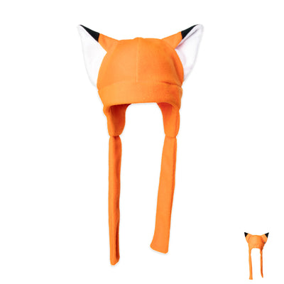 Fleece Fox Hat - Extra Warm - DarkStar Fusion  Fleece Hats fleece-fox-hat-extra-warm canine, cosplay, costume, fox, furry, hat, orange DarkStar Fusion goth gothic cybergoth cyberpunk rave raver