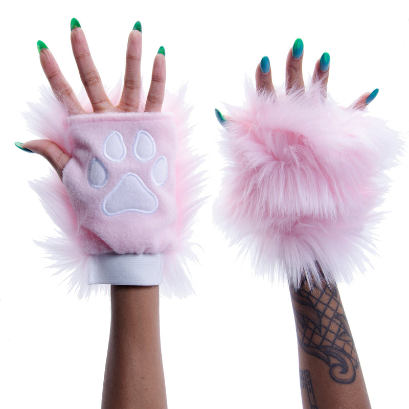 pastel pink Pawstar pawlet furry hand glove paws.