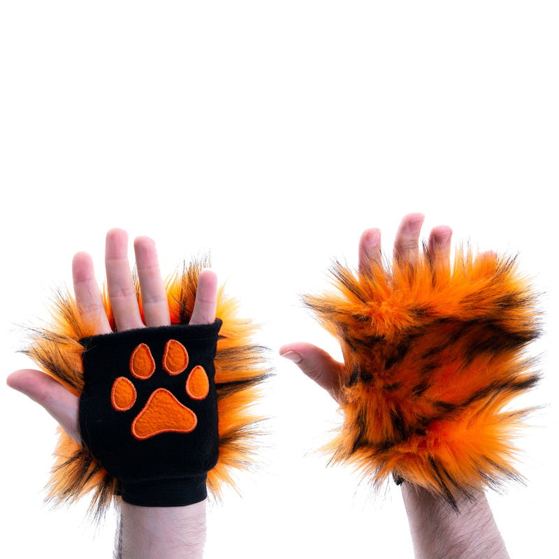 orange Wild Wolf Fur Pawlets by Pawstar. Made from high quality faux fur. Great for costumes, cosplays, furries, and more.
