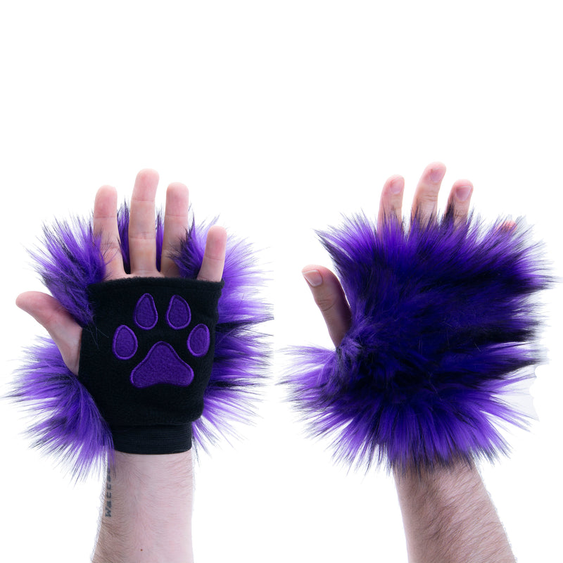 purple  Wild Wolf Fur Pawlets by Pawstar. Made from high quality faux fur. Great for costumes, cosplays, furries, and more.