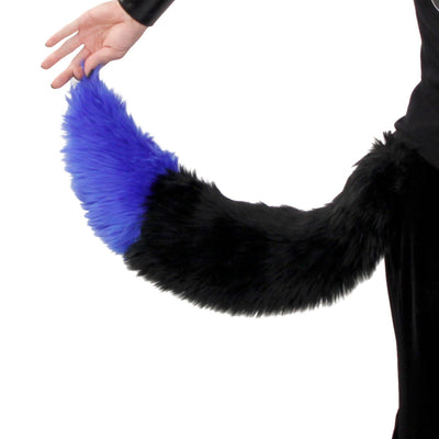 blue Pawstar furry fluffy faux fur yip tip fox tail. For costumes, cosplay and furry.