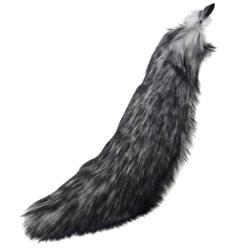 Wild Wolf Fur Mini Tail - DarkStar Fusion  Tails wild-wolf-fur-mini-tail canine, cosplay, costume, furry, tail, wolf DarkStar Fusion goth gothic cybergoth cyberpunk rave raver