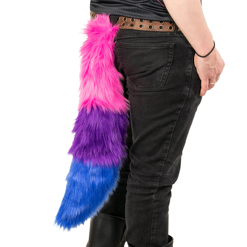 Pride Flag Tail - DarkStar Fusion  Tails pride-flag-tail canine, cosplay, costume, fox, furry, pride, Tail DarkStar Fusion goth gothic cybergoth cyberpunk rave raver