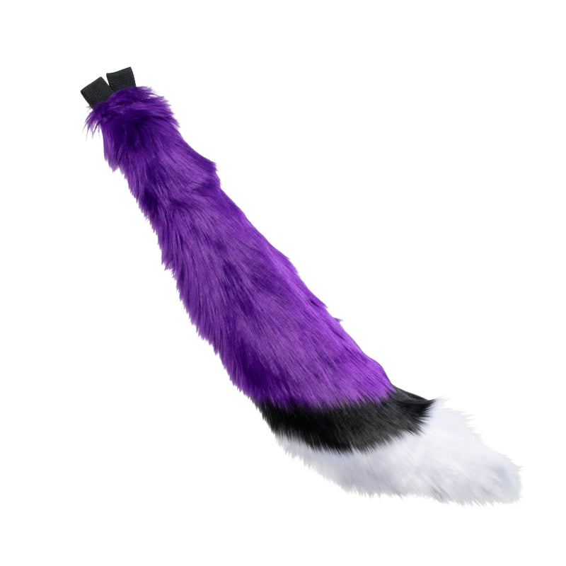 Purple  Pawstar furry fox wolf tail with white and black accent. Great for costume, cosplay or partial fursuit.