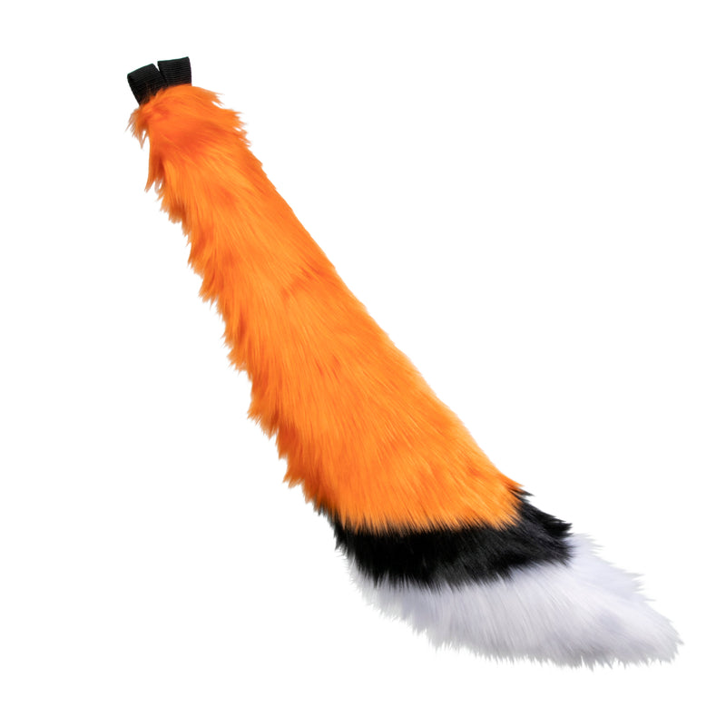 Orange  Pawstar furry fox wolf tail with white and black accent. Great for costume, cosplay or partial fursuit.