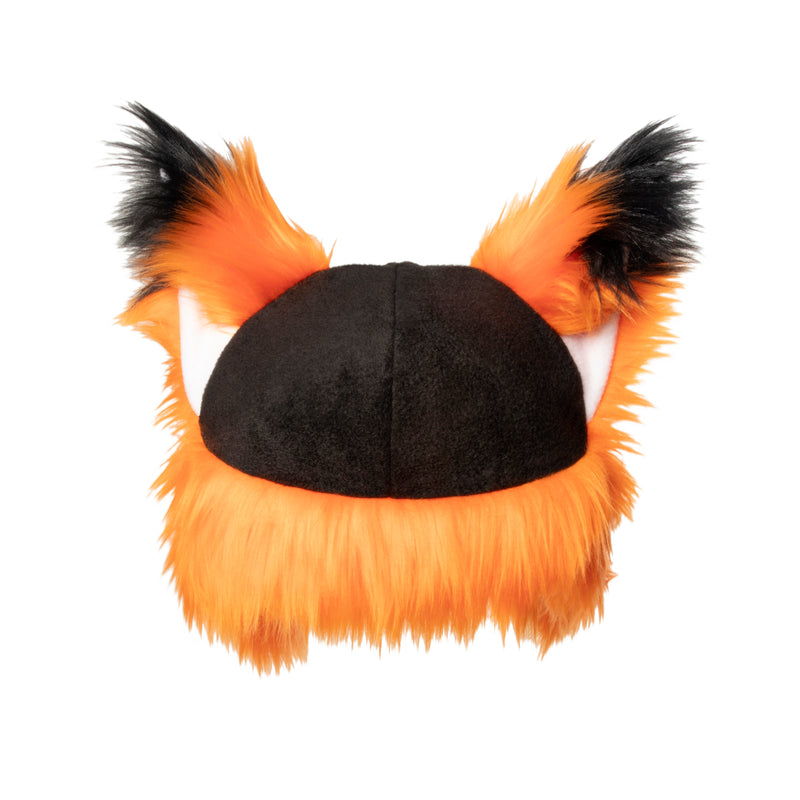 orange Pawstar faux fur fox yip hat. Great for halloween costume and furry cosplay.