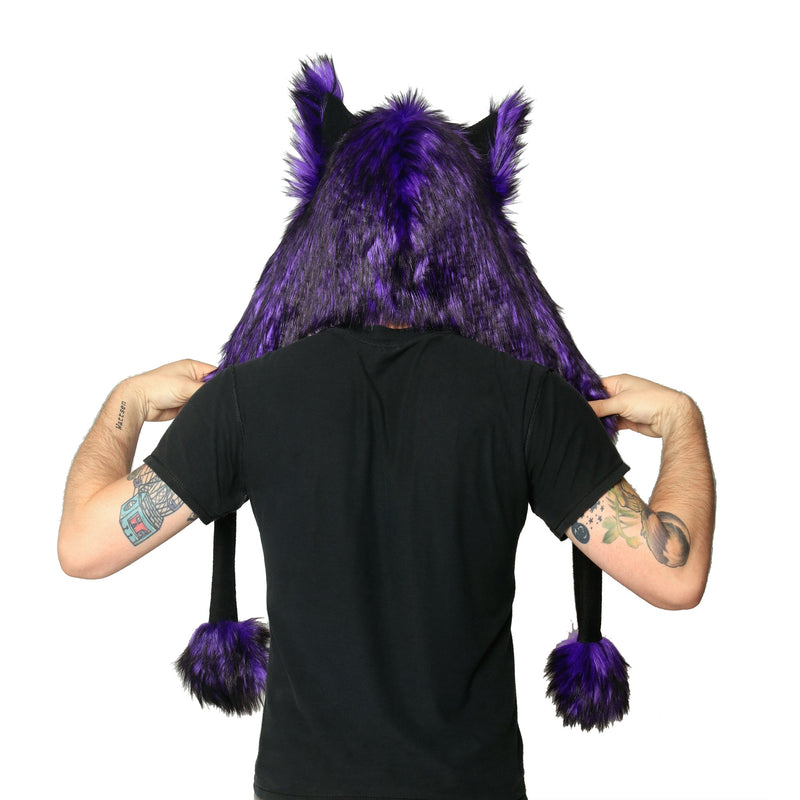 Wild Wolf Fur Puffet Hood - DarkStar Fusion  Hoods wild-wolf-fur-puffet-hood canine, cosplay, costume, festival, furry, hat, wolf DarkStar Fusion goth gothic cybergoth cyberpunk rave raver