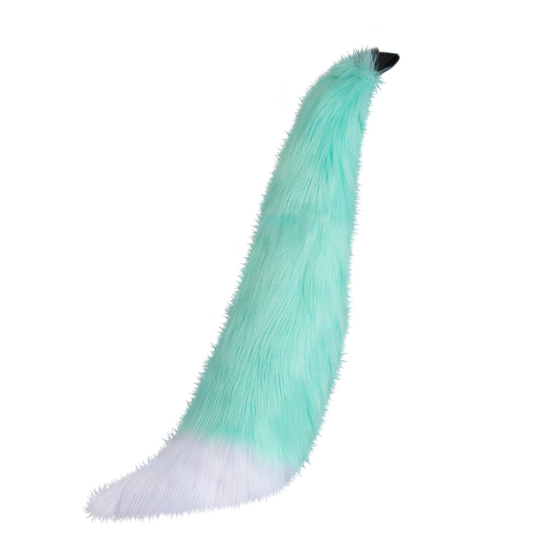 pastel mint Pawstar furry fox tail made from vegan friendly faux fur. Great for halloween, cosplay and partial fursuits.