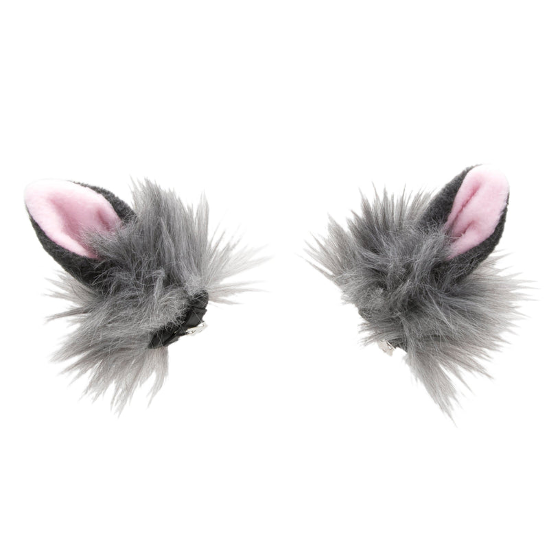 gray cute furry bunny rabbit hair clip ears. Great for halloween costume and furry cosplay.