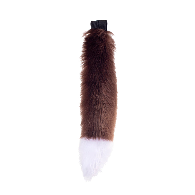brown Pawstar fluffy furry costume mini fox tail. Great for Halloween, Parties, and more.