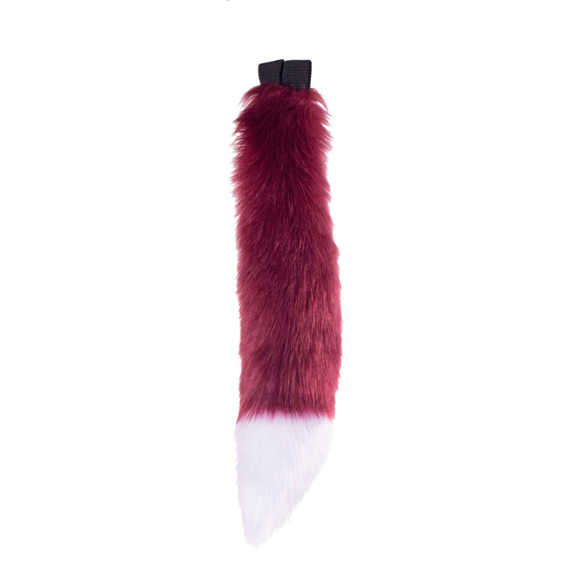 merlot burgandy Pawstar fluffy furry costume mini fox tail. Great for Halloween, Parties, and more.