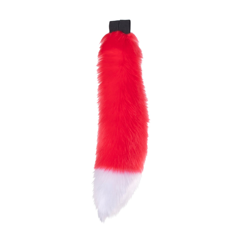red Pawstar fluffy furry costume mini fox tail. Great for Halloween, Parties, and more.