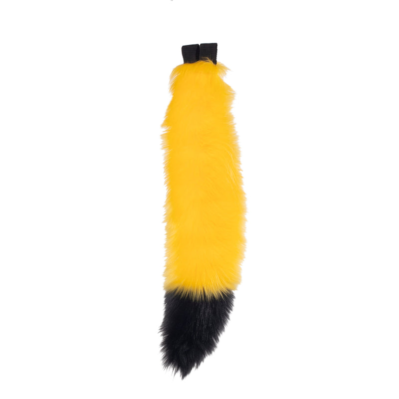 yellow Pawstar fluffy furry costume mini fox tail. Great for Halloween, Parties, and more.