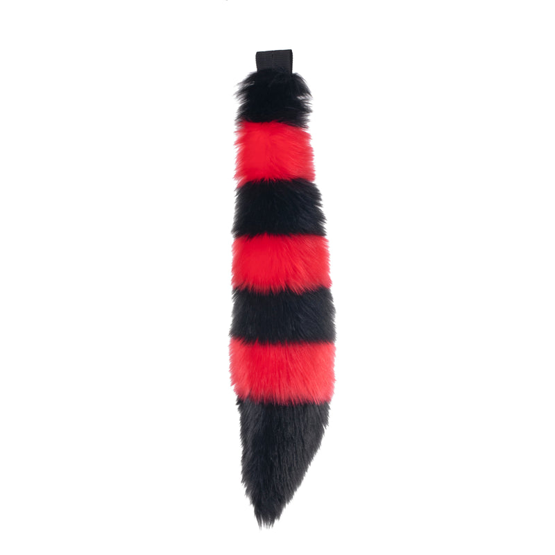 red Pawstar stripey fluffy fox tail. Great for halloween costume and furry cosplay.