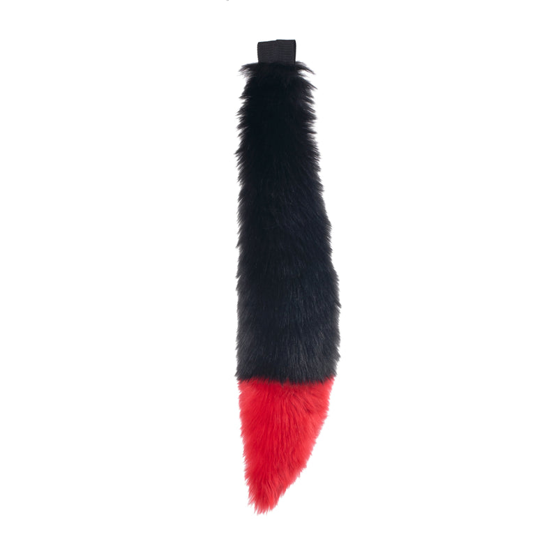 red Pawstar furry fluffy faux fur yip tip fox tail. For costumes, cosplay and furry.