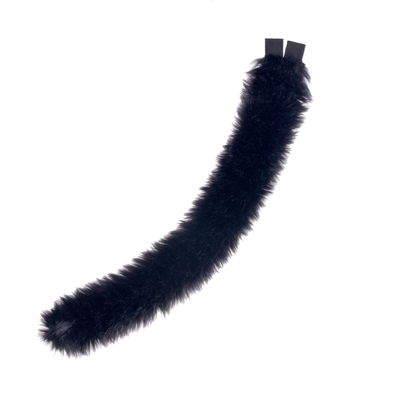 black kitty cat feline costume tail made of faux fur. Fluffy furry and perfect for Halloween.