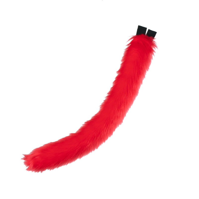 red kitty cat feline costume tail made of faux fur. Fluffy furry and perfect for Halloween.