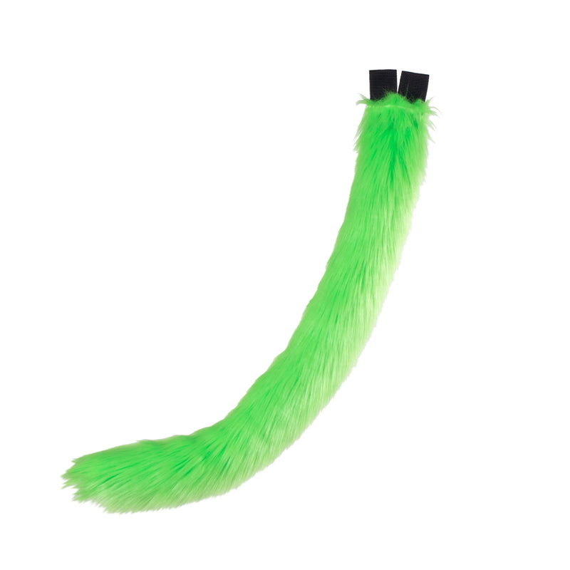 lime green kitty cat feline costume tail made of faux fur. Fluffy furry and perfect for Halloween.