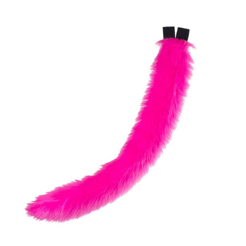 hot pink kitty cat feline costume tail made of faux fur. Fluffy furry and perfect for Halloween.