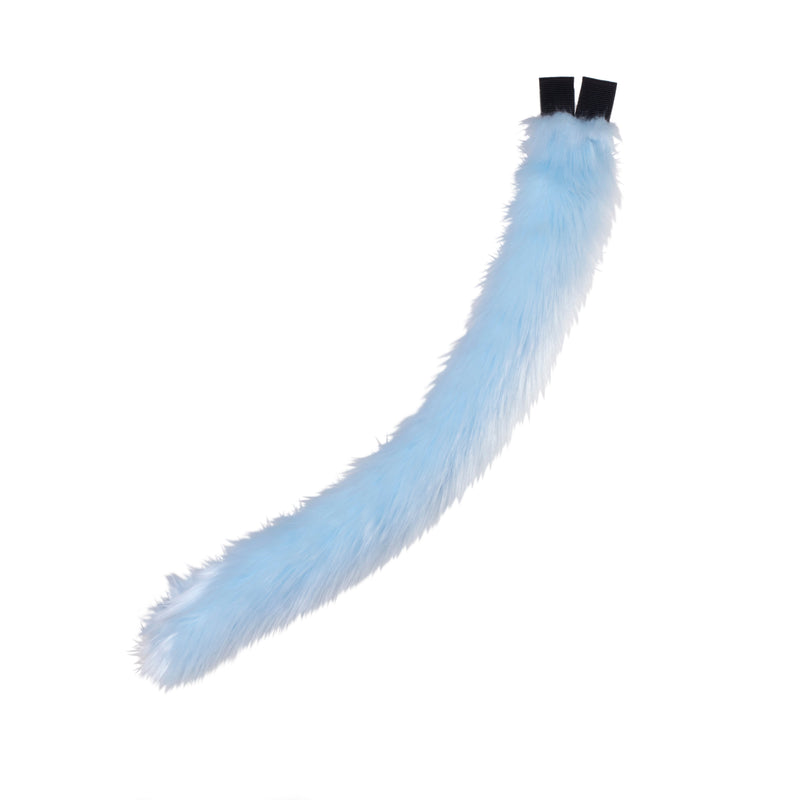 pastel light blue kitty cat feline costume tail made of faux fur. Fluffy furry and perfect for Halloween.