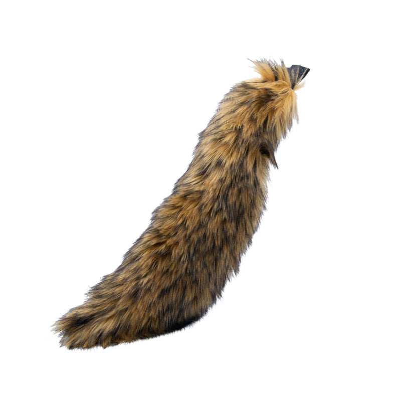 brown pawstar faux fur wild wolf mini tail for furries and cosplay.