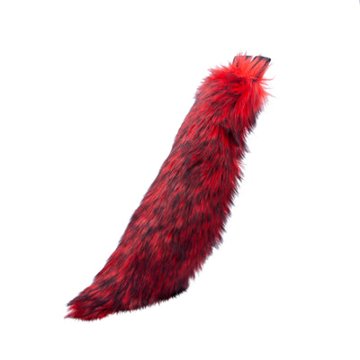 red pawstar faux fur wild wolf mini tail for furries and cosplay.