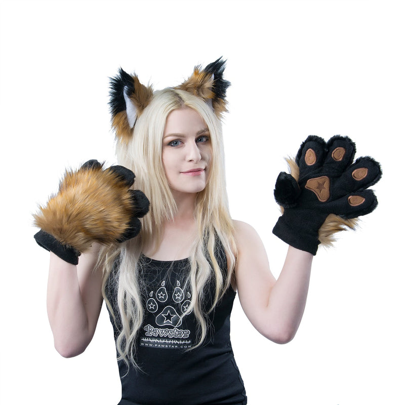 Pawstar partial fursuit hand glove paws. Great for furry conventions, halloween costumes, cosplaying, and more.